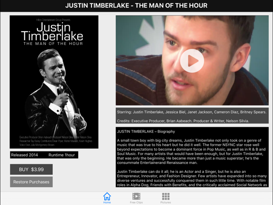 Justin Timberlake - The Man of the Hour (Movie) iPad screenshot 1 - Entertainment app