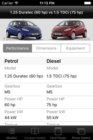 Specs for Ford Fiesta 2013 edition screenshot 3