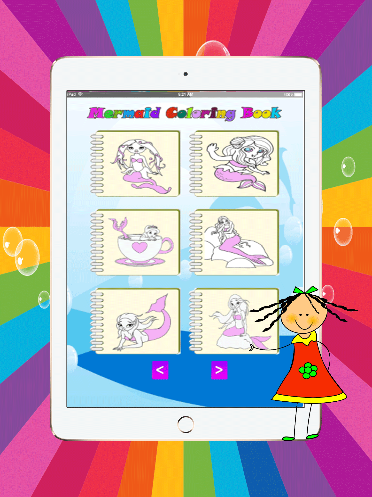 Mermaid Princess magical girl coloring pages:free printable screenshot 7