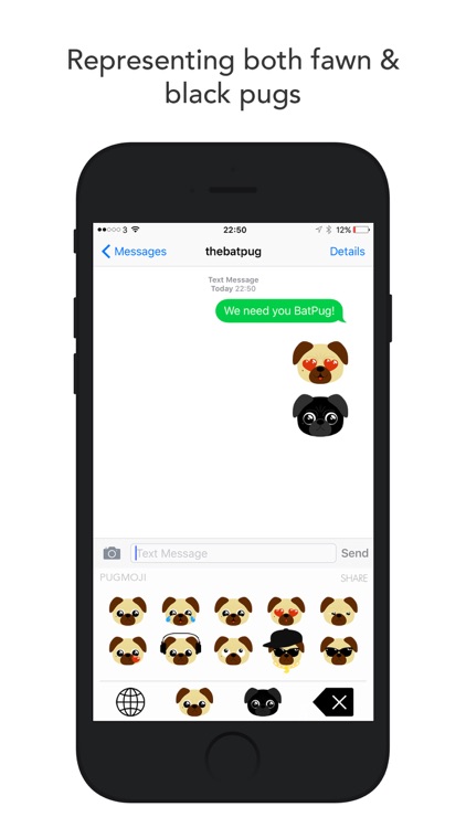 Pugmoji sticker keyboard by The BatPug