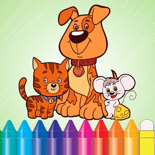 Animal Dog Cat & Rat Coloring Book - Drawing for Kids Games icon