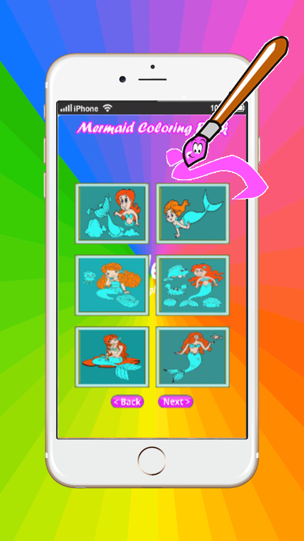 Games Princess Mermaid Coloring Book Art Pad:Easy painting for little kids screenshot 3