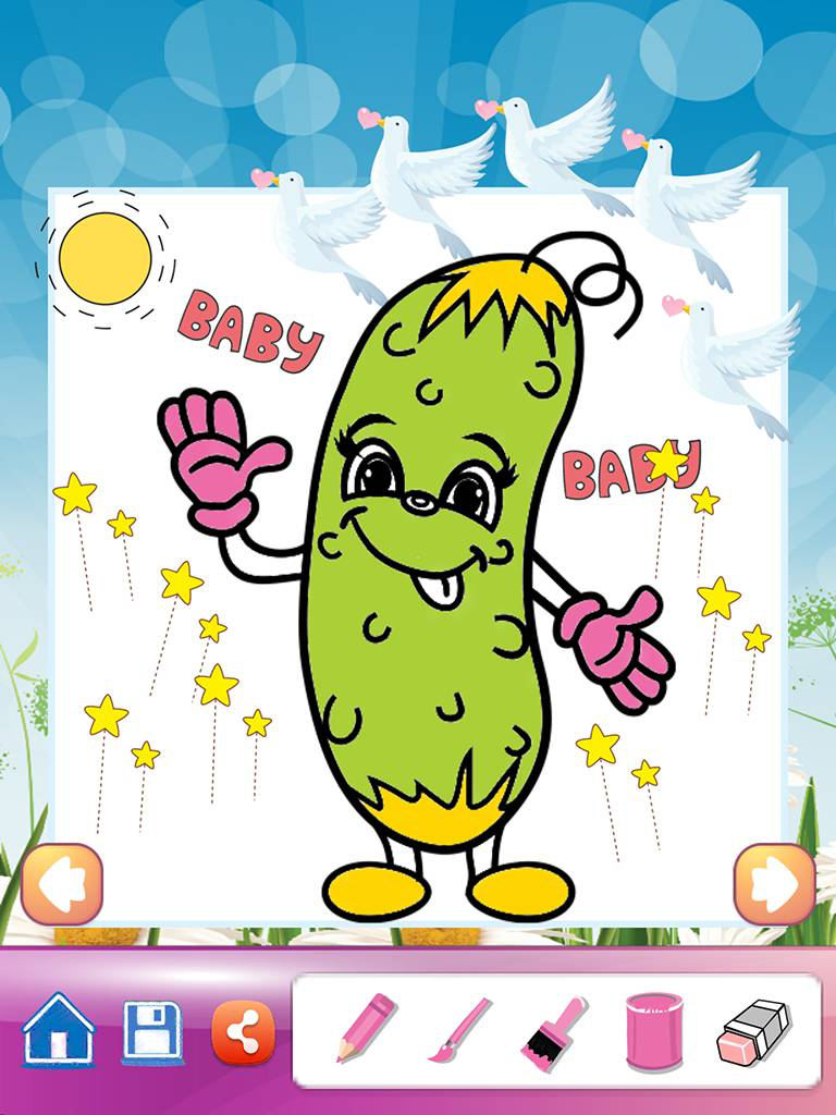 Vegetable Drawing Coloring Book - Cute Caricature Art Ideas pages for kids screenshot 9