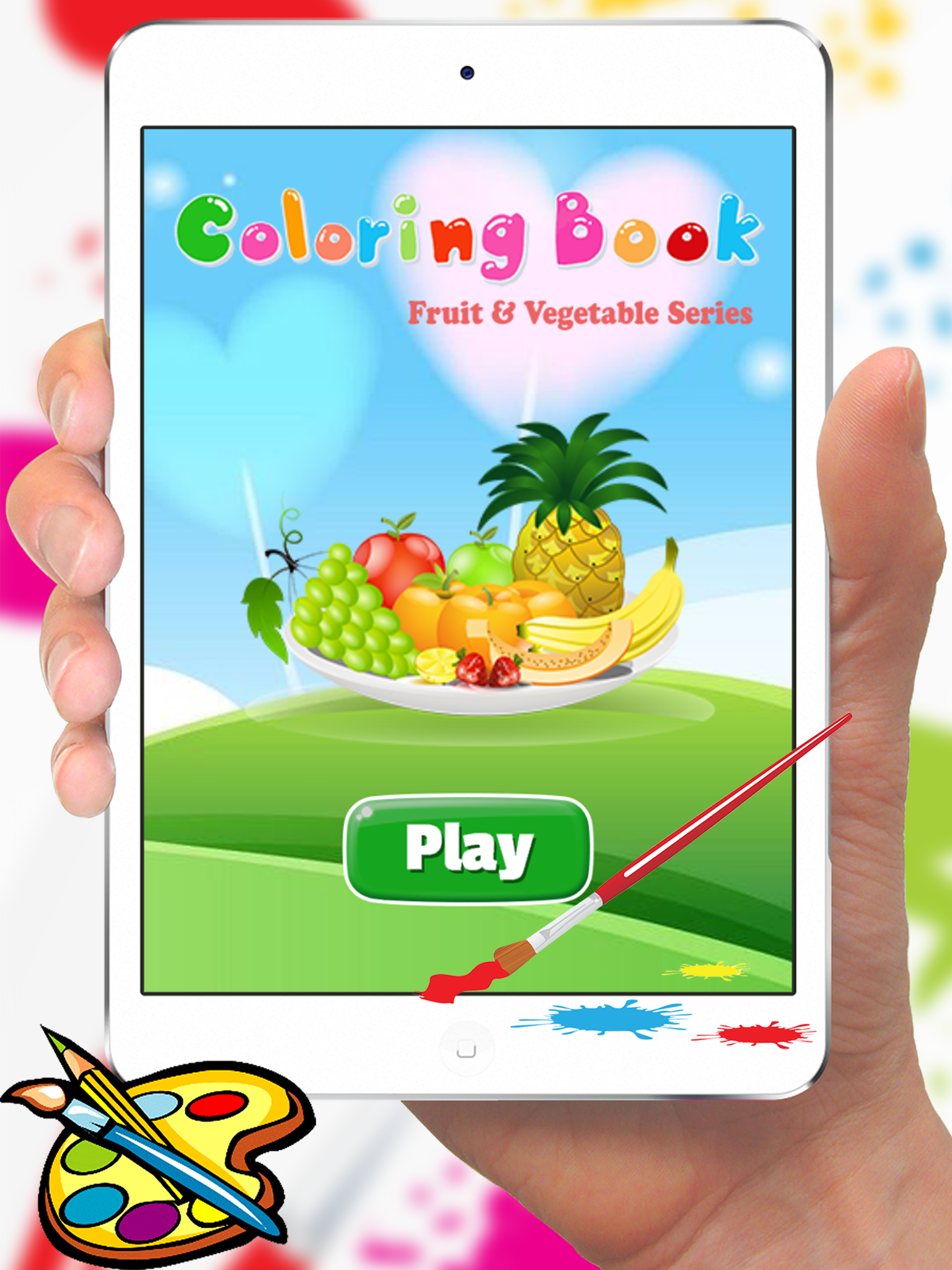 Food Coloring Book for Kids - Fruit Vegetable drawing games