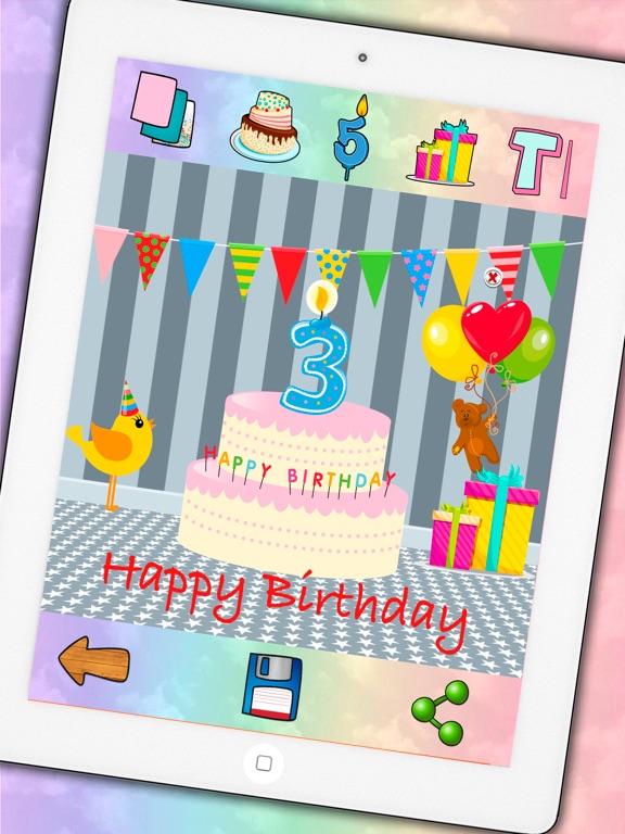 Create your birthday cake iPad screenshot