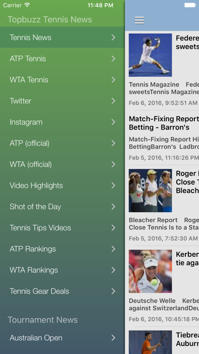 Screenshot #1 pour Tennis News & Results Free Edition