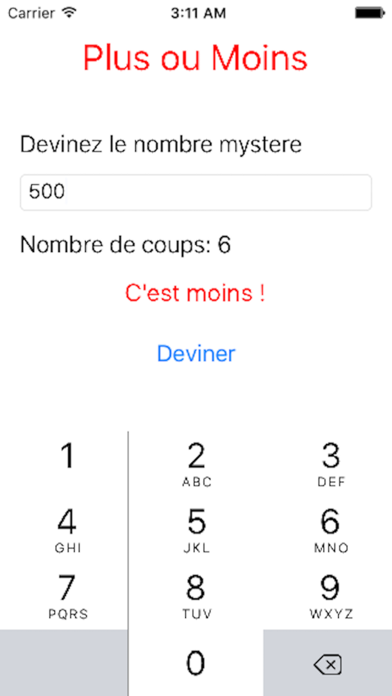 Screenshot #3 pour Plus ou Moins : Devinez le nombre mystère