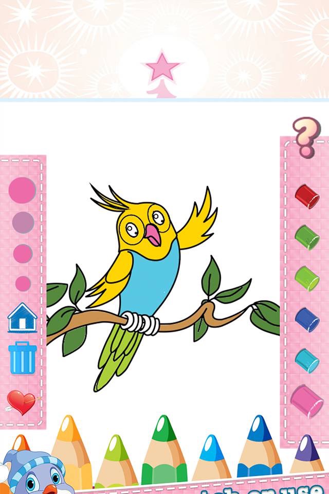 Bird Drawing Coloring Book - Cute Caricature Art Ideas pages for kids screenshot 3