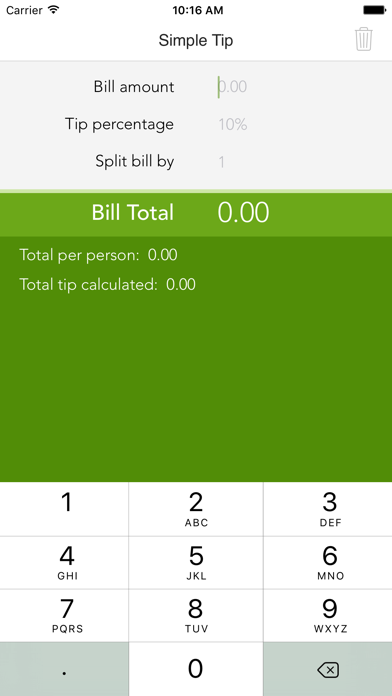 Simple Tip - Easy to use tip calculator & bill splitter iPhone screenshot