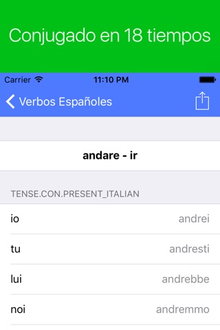 Italian Verb Conjugator screenshot 2