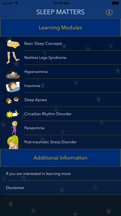 Screenshot #1 pour SleepMatters - animated educational modules on sleep disorders