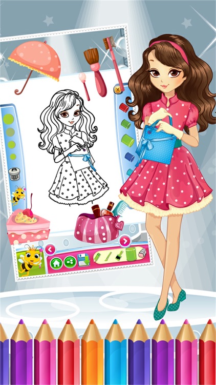 Pretty Girl Fashion Colorbook Drawing to Paint Coloring Game for Kids screenshot-3