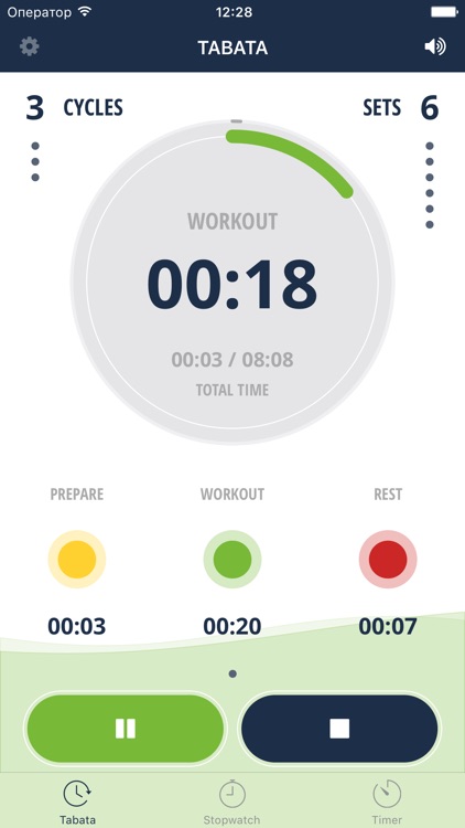 Tabata timer from OneTwoFit: stopwatch for trainings and workout