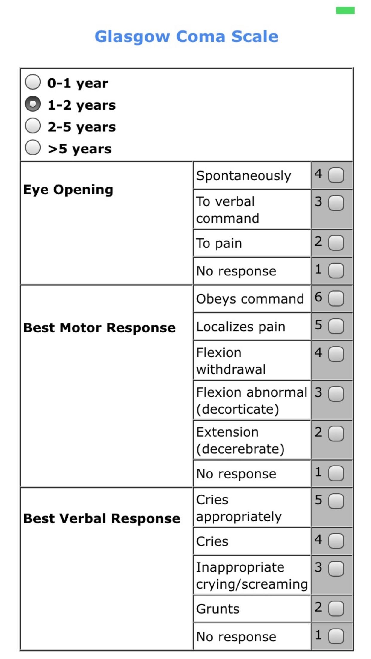 Pediatric scores screenshot 3