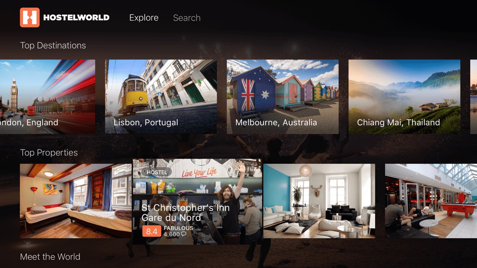 Hostelworld: Hostel Travel App apple_tv screenshot 1