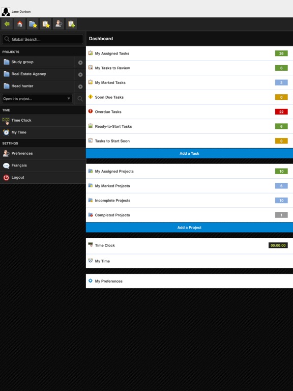 AceProject iPad screenshot