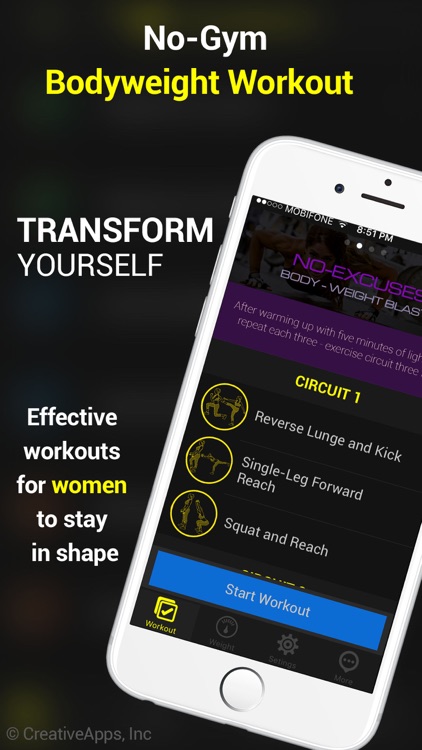 No-Gym Bodyweight Workout Pro ~ The Best Fitness Workout For Women