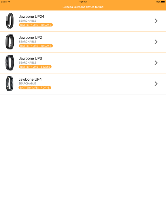 Screenshot #4 pour Finder for Jawbone Lite - find your lost UP24, UP2, UP3 and UP4