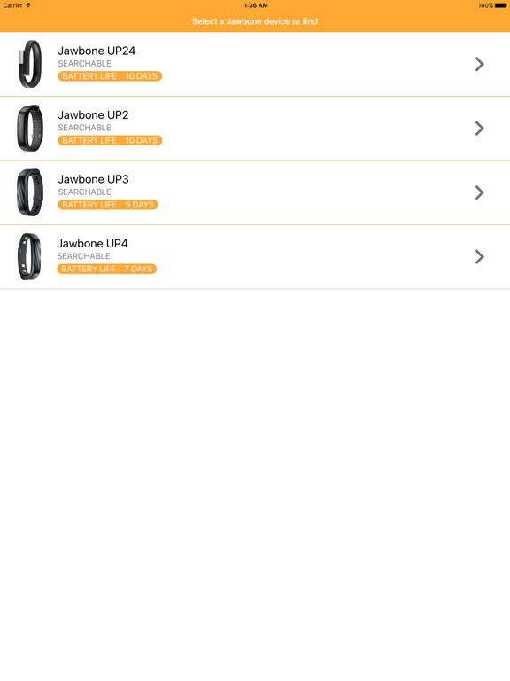 Finder for Jawbone Lite - find your lost UP24, UP2, UP3 and UP4のおすすめ画像1