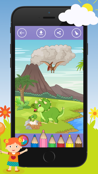 Screenshot #1 pour Dinosaures livre de coloriage pour les enfants - gratuit amusement pédagogique dessin de dino jeu pour les tout-petits, garçons et filles. (Dinosaur Coloring Book for Kids)