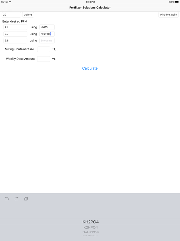 Screenshot #5 pour FertCalc - Aquarium Fertilizer Solution Calculator Macro Solutions in PPM