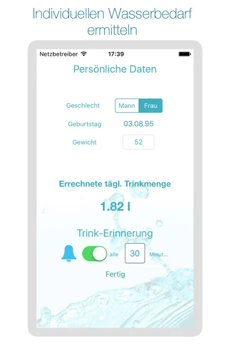 Trinkwecker & Trinkuhr - Trink mehr Wasser: Trinkcoach und Erinn