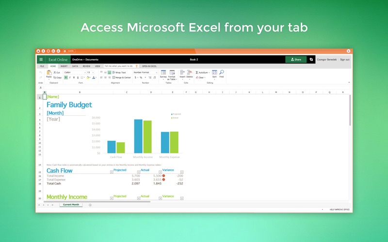 sheets for ms excel - menu tab bar iphone screenshot 1