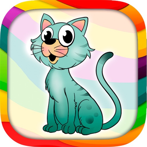 Paint cats – lovely kittens coloring book icon