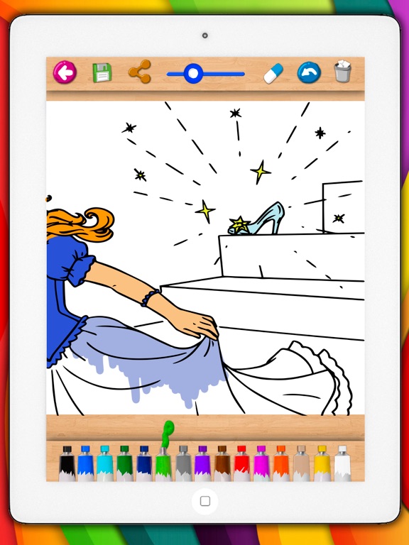 Cinderella Coloring book & Paint classic fairy tales for kids iPad screenshot