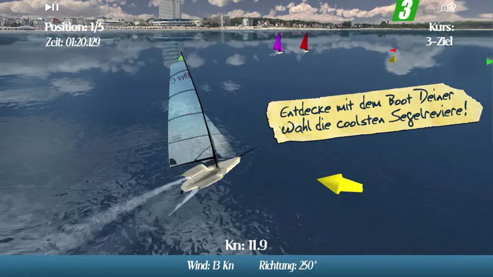 Screenshot von CleverSailing Lite - Segelboot Racing Game auf dem iPhone 1