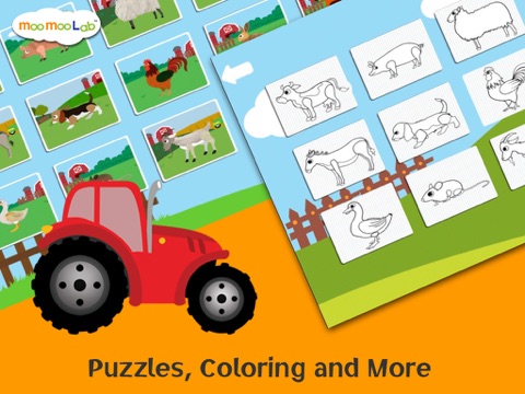 Farm Animals - Barnyard Animal Puzzles, Animal Sounds, and Activities for Toddler and Preschool Kids by Moo Moo Lab iPad screenshot 4 - Book app