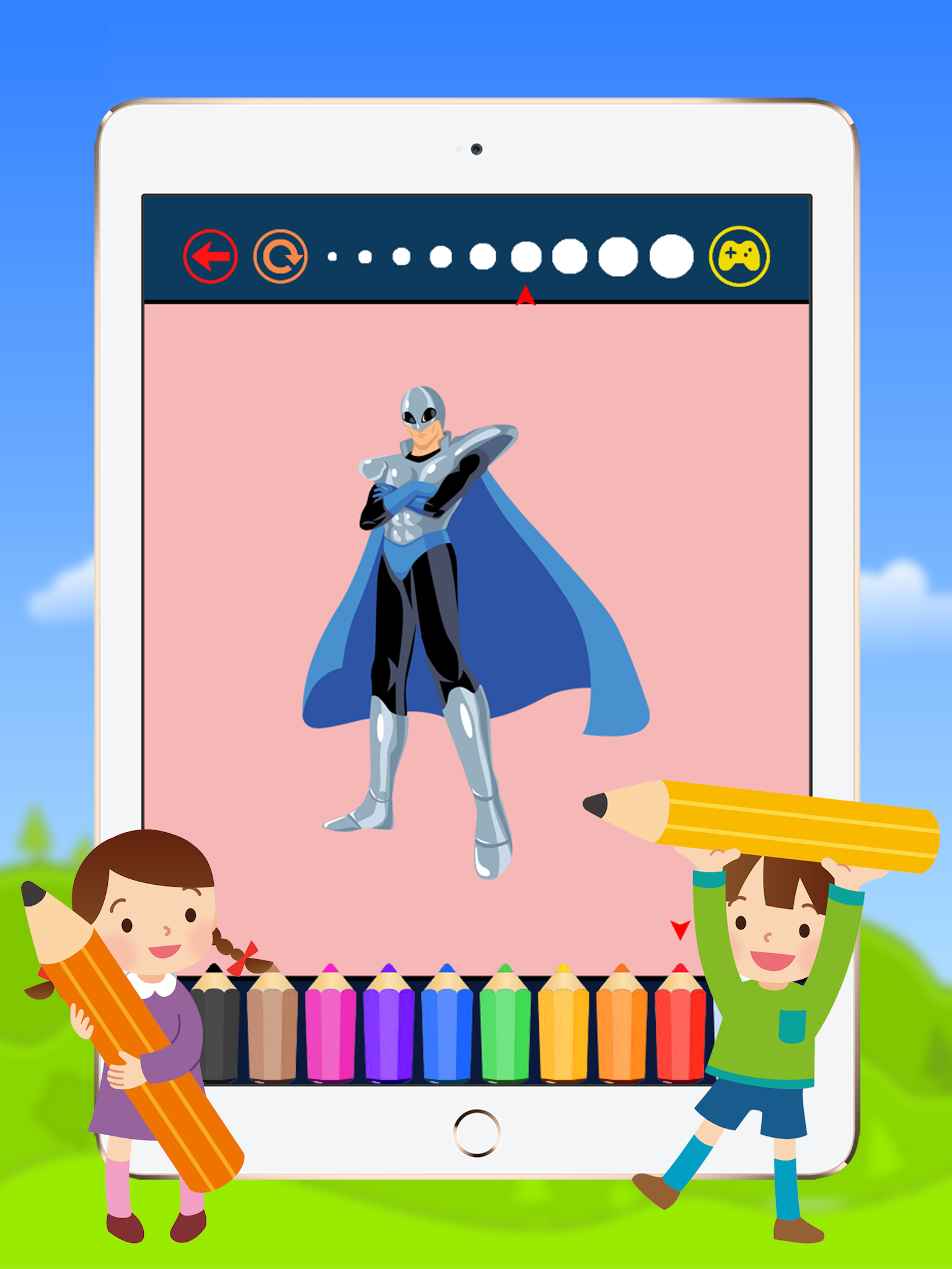Cartoon Superhero Coloring Book - Drawing for kid free game
