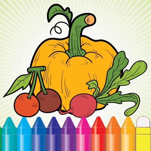 Vegetable & Fruit Coloring Book - Drawing Connect dots kids Icon
