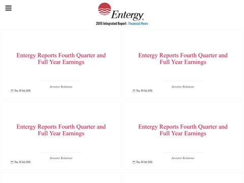 Entergy Integrated Report - tablet screenshot 4