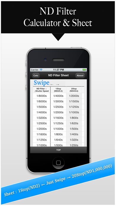 Screenshot #1 pour NDFilter Calculator&Sheet (Long Time Exposure Photography)