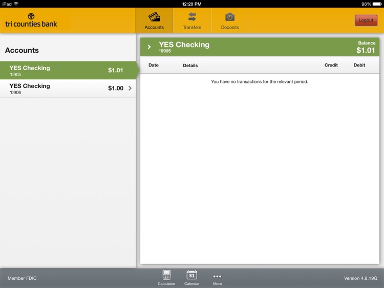 Tri Counties Mobile Banking for iPad