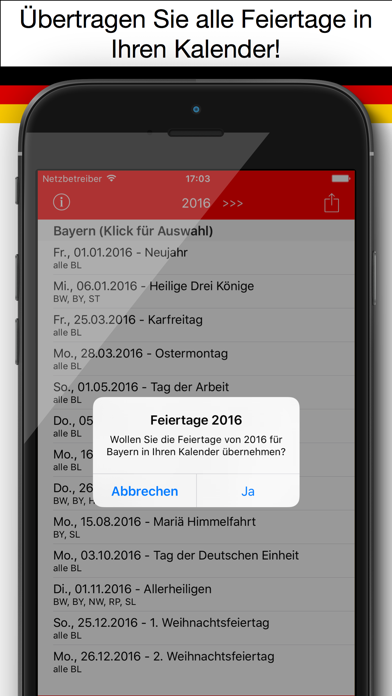 Screenshot #2 pour Feiertag Kalender Deutschland 2016