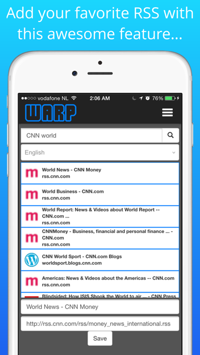 Warp News iPhone screenshot 4 - News app