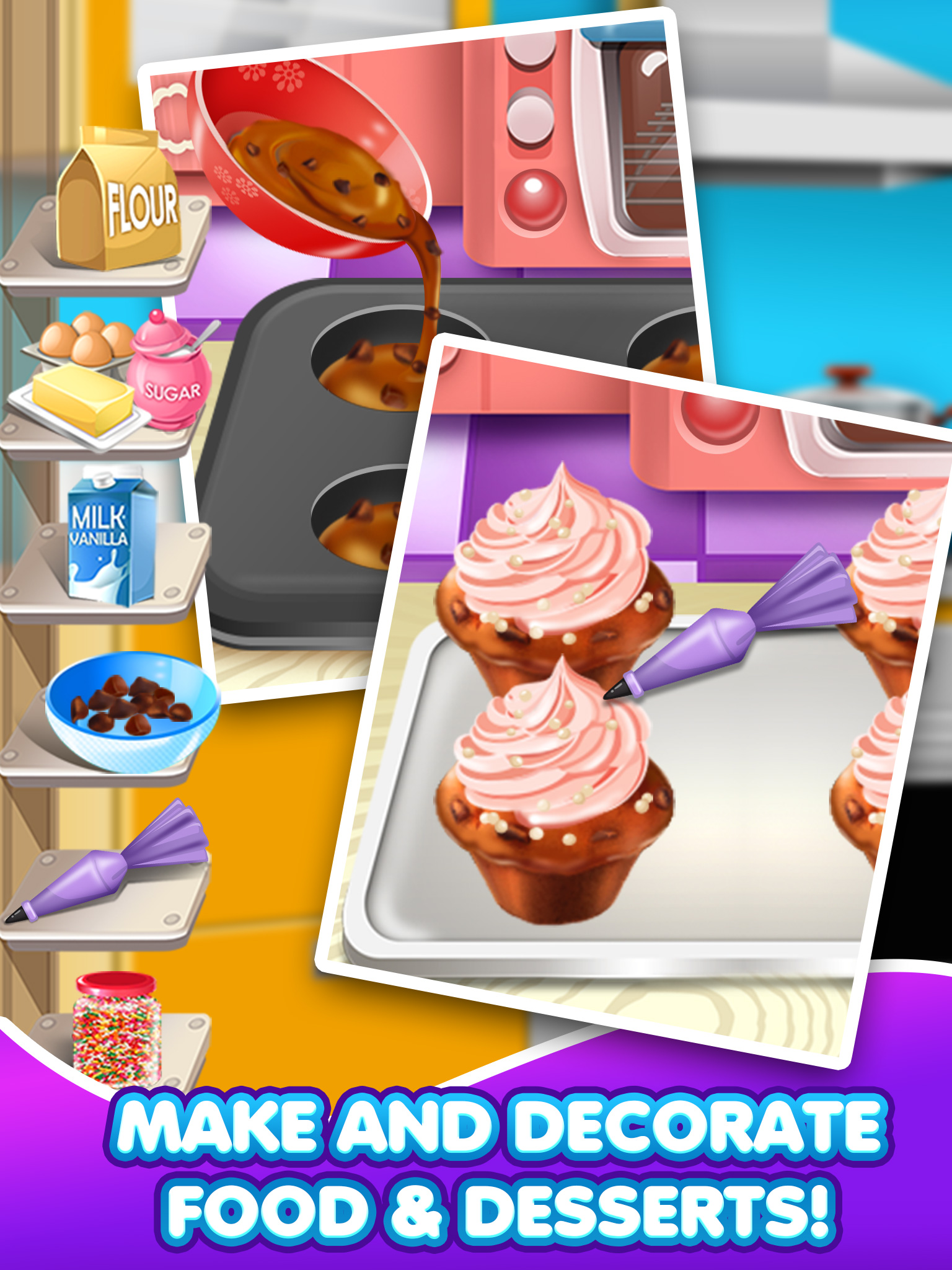 Crazy Dessert Food Maker Salon - School Lunch Making & Cupcake Make Cooking Games for Kids 2!