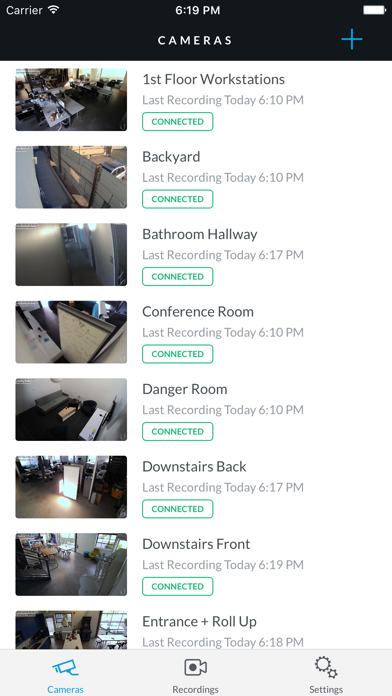 Screenshots of UniFi Video for iPhone