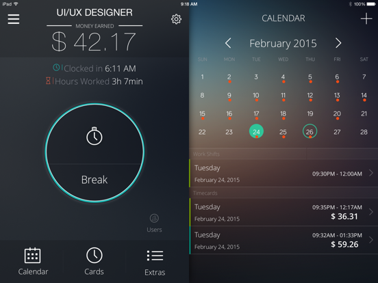 Timecard Pro - Hours & Work Schedule Tracking iPad screenshot