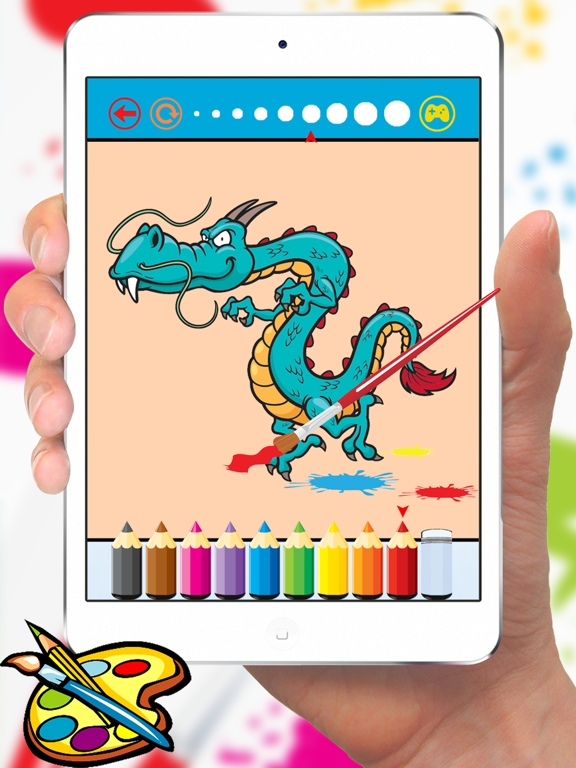 Dragon Dinosaur Coloring Book - Drawing for kids free games iPad screenshot