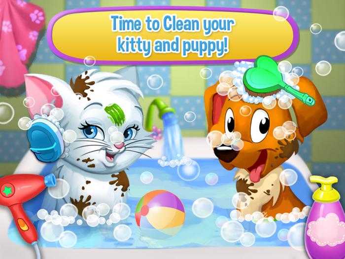 Pets Wash and Dress up - Play Care Love Baby Pets