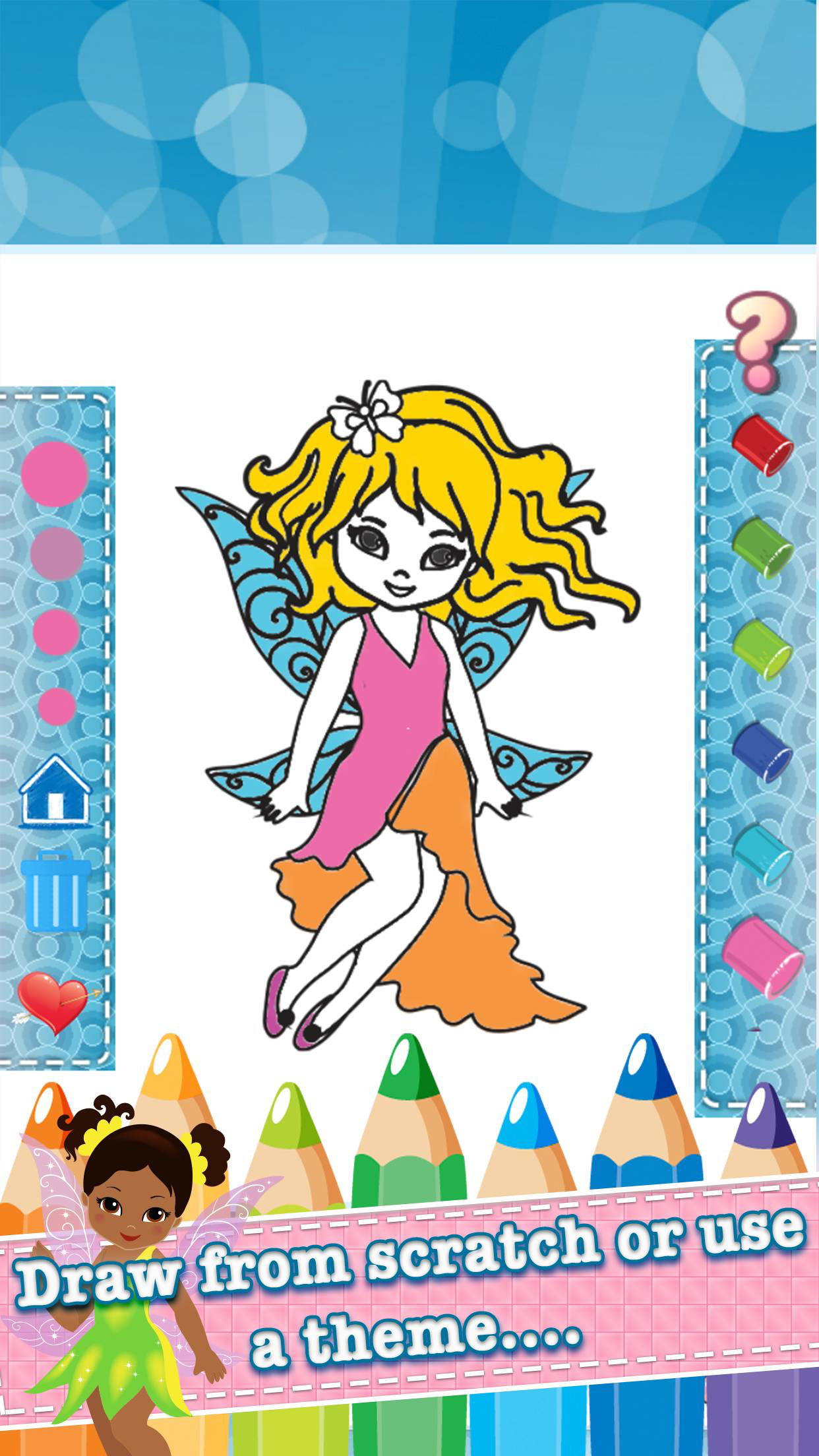 My Little Angle Fairy Tales Drawing Coloring Book - cute caricature art ideas pages for kids screenshot 3