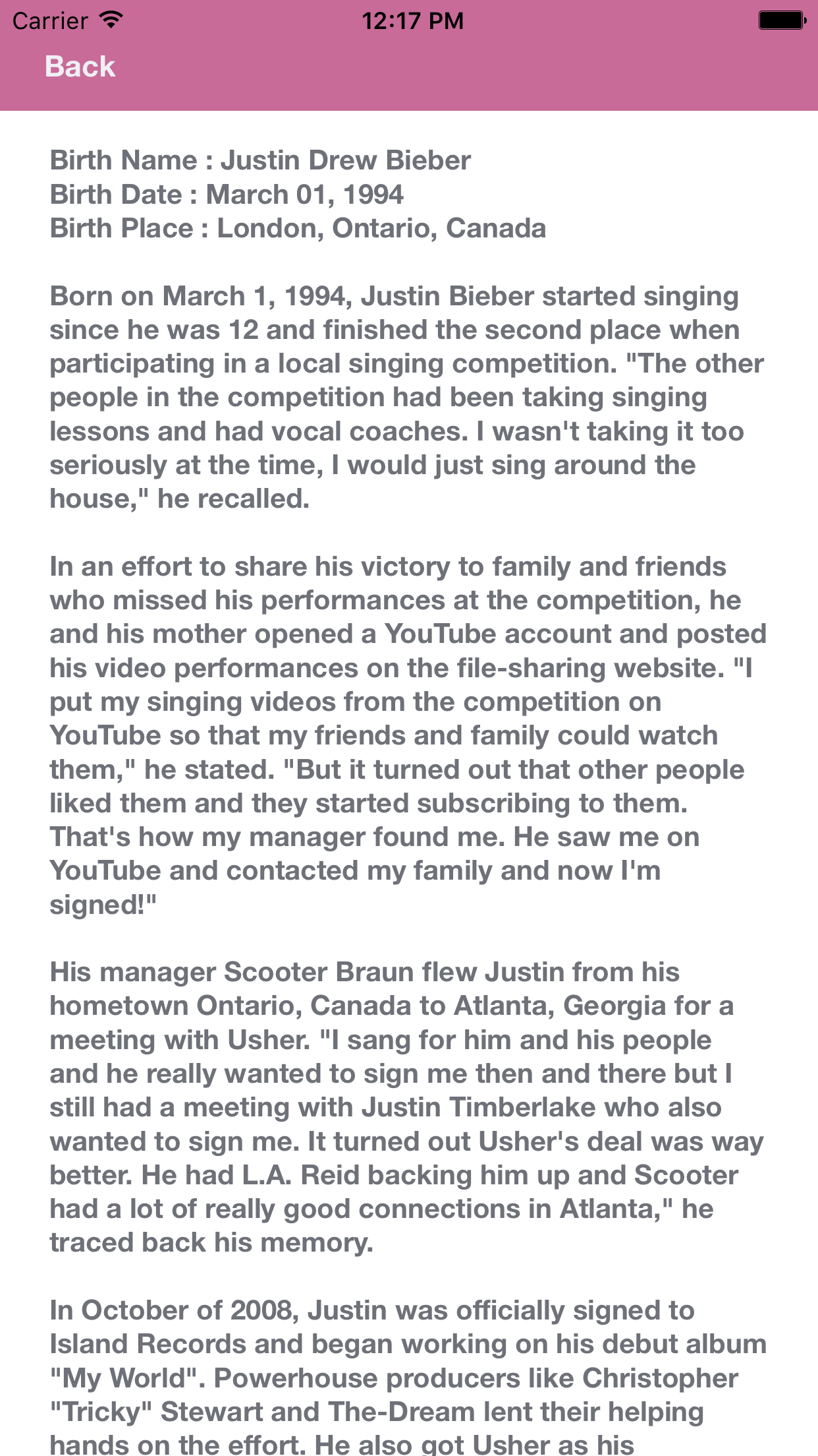 Photo Album App - Justin Bieber Edition screenshot 3