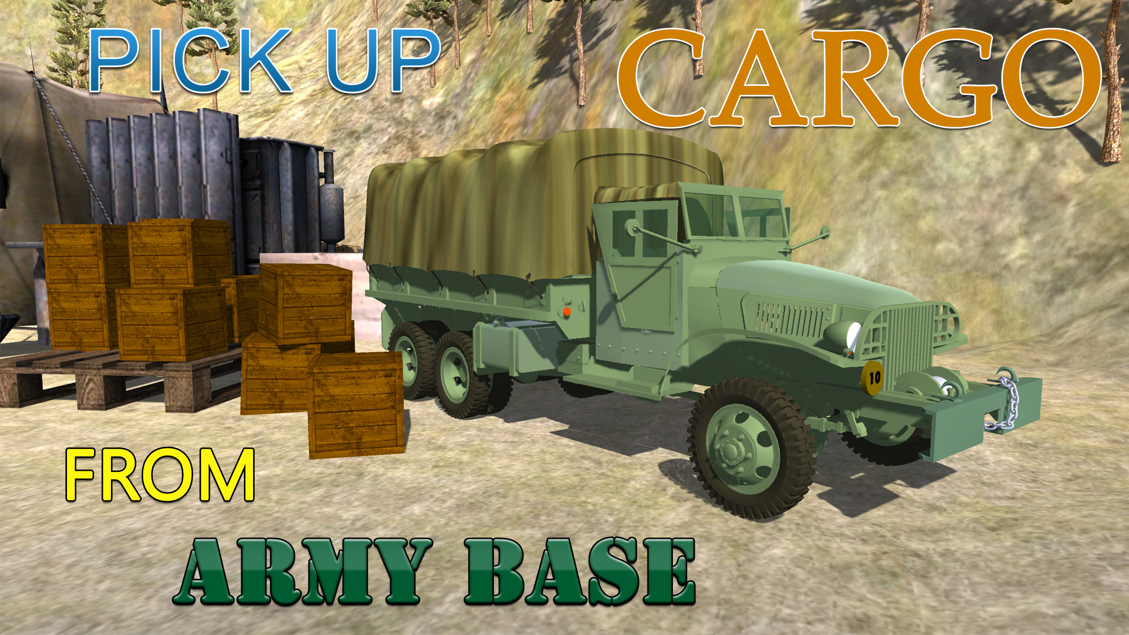 Army Cargo Truck Simulator - Deliver food supplies to military camps in this driving simulation game screenshot 3