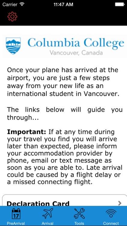 Columbia College Arrival