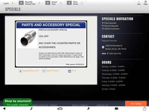 Regional Hyundai iPad screenshot 5 - Shopping app