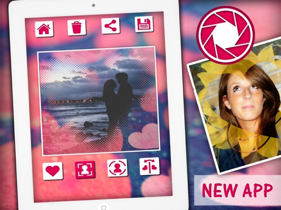 Photo editor for your profile with frames and love filters iPad screenshot