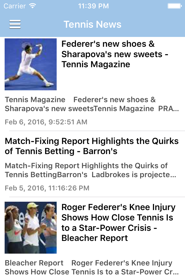 Tennis News and Results Free Edition